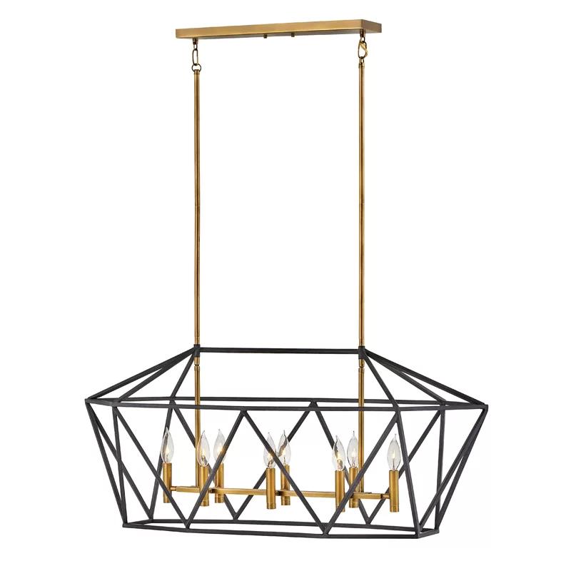 Theory Vintage Mid-Century 8-Light Brass Cage Chandelier