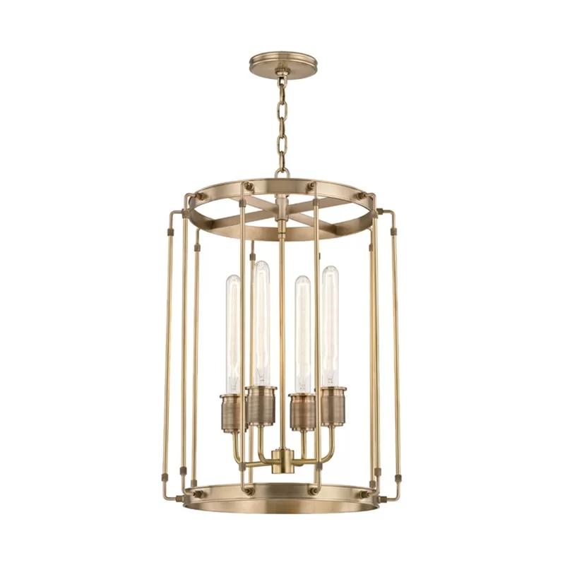 Hyde Park Aged Brass 4-Light Industrial Foyer Pendant