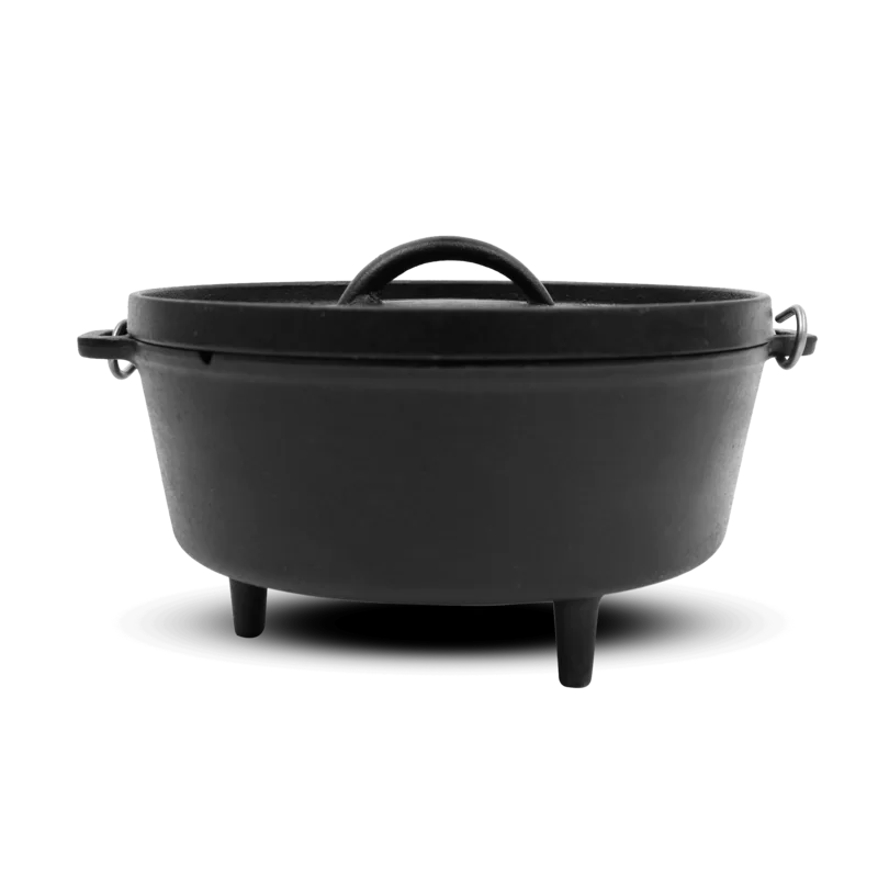 14" Black Cast Iron Non-Stick Dutch Oven with Lid