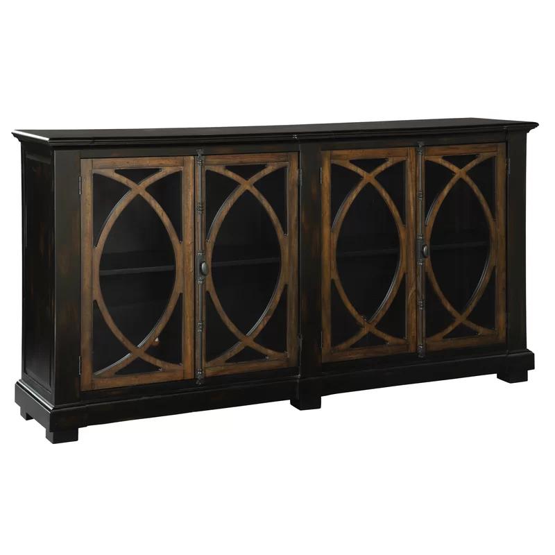 Brown Mahogany Four-Door Entertainment Cabinet