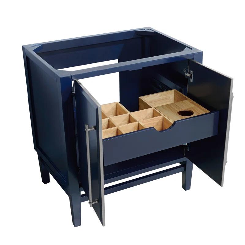 Mason 30" Navy Blue Solid Wood Vanity with Gold Trim