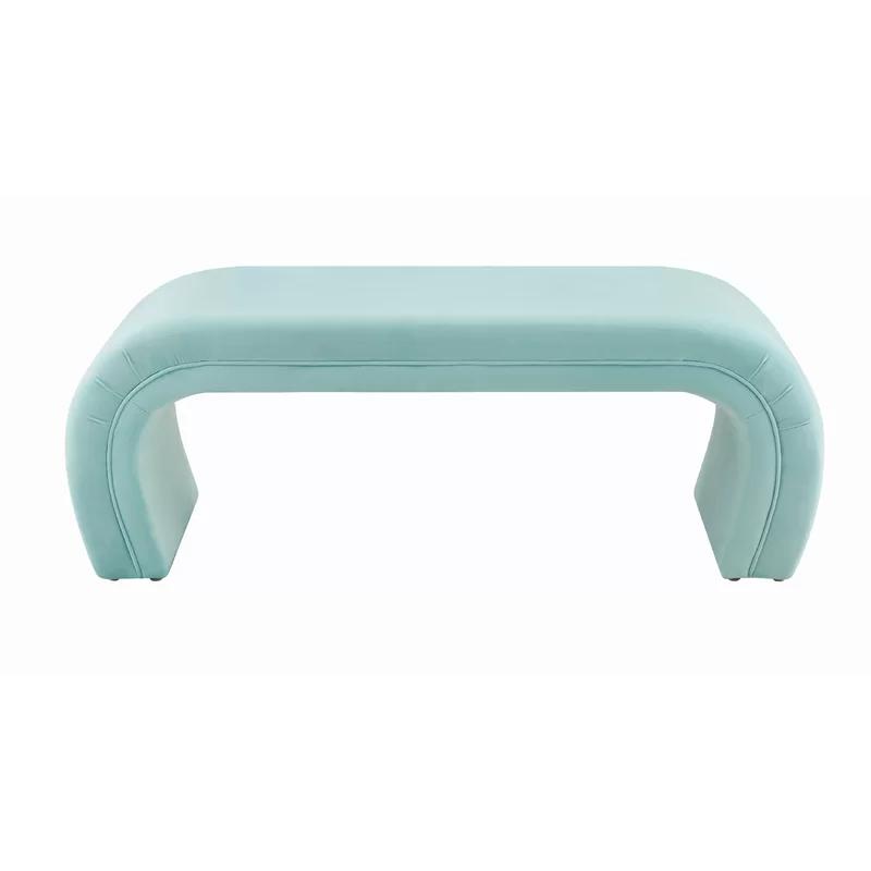 Kenya Contemporary Blue Velvet Waterfall-Style Bench - 48.8"W