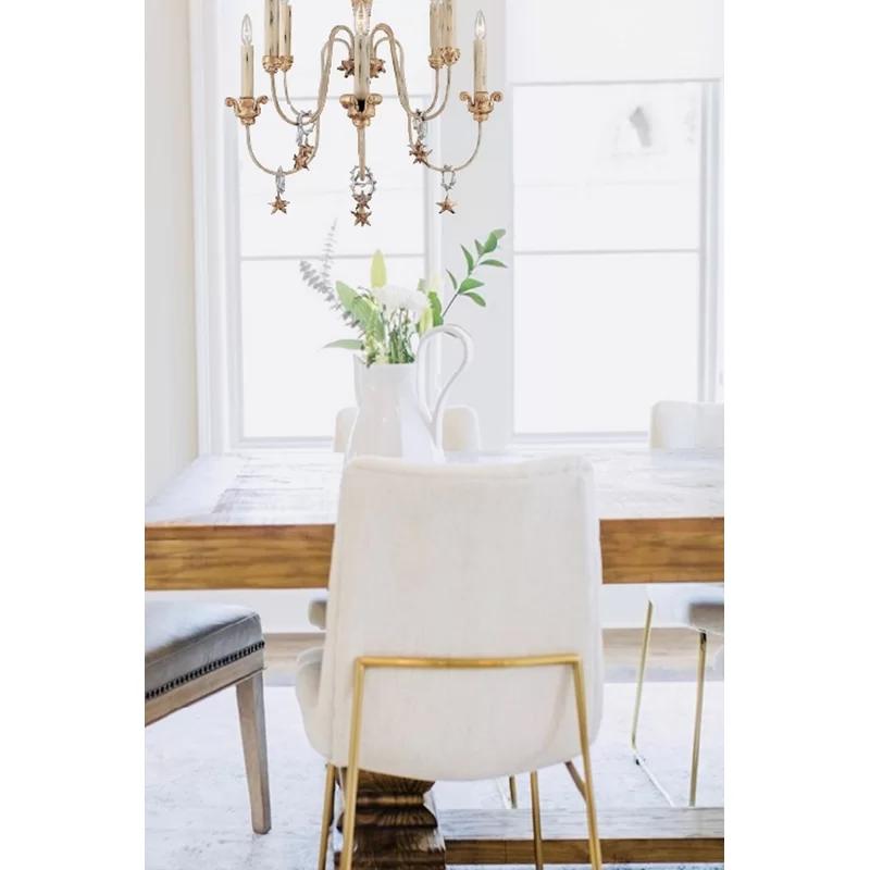 Elegant Mignon 8-Light Gold and Cream Crystal Chandelier