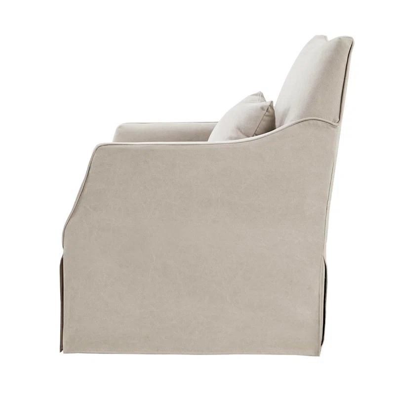 Martha Stewart London Farmhouse Skirted Swivel Chair with Lumbar Pillow