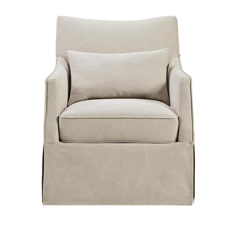 Martha Stewart London Farmhouse Skirted Swivel Chair with Lumbar Pillow