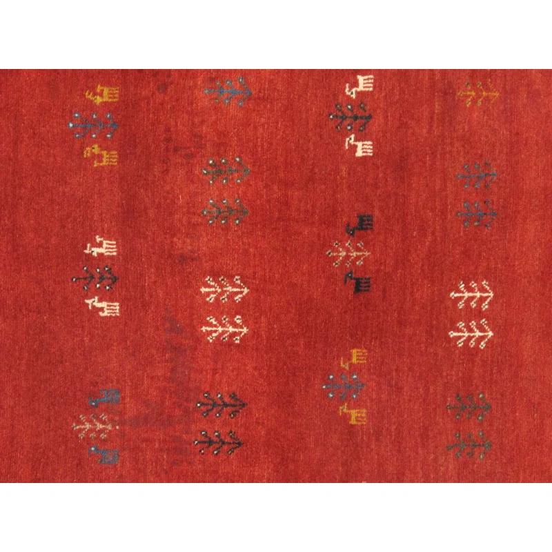 Rustic Hand-Knotted Rust Wool 3'11" x 5'11" Area Rug