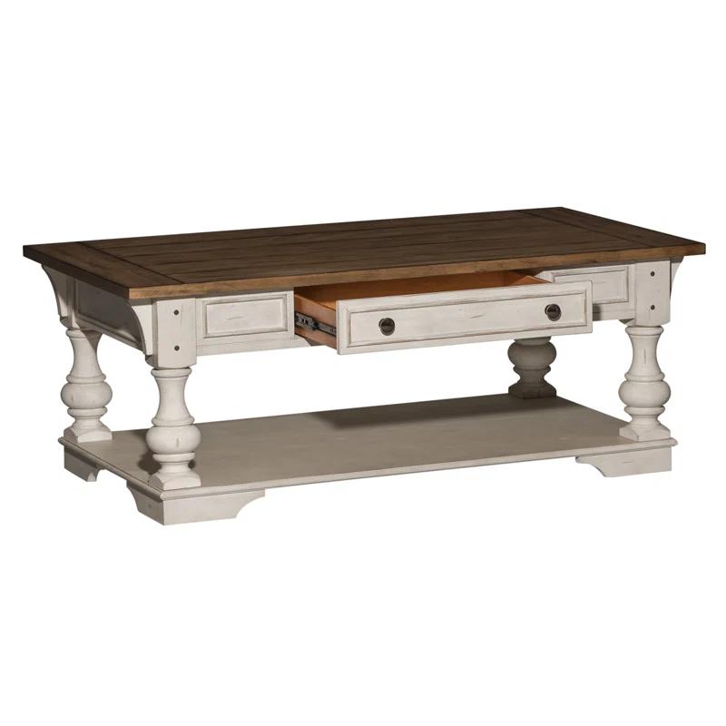 Morgan Creek Antique White Rectangular Coffee Table with Storage