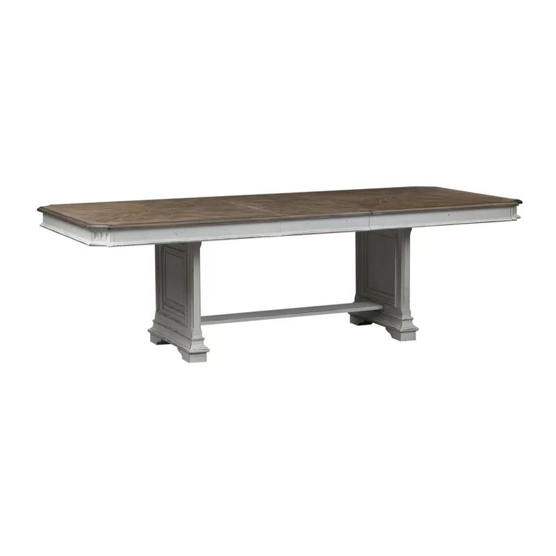 Abbey Park Extendable Brown and White Wood Dining Table