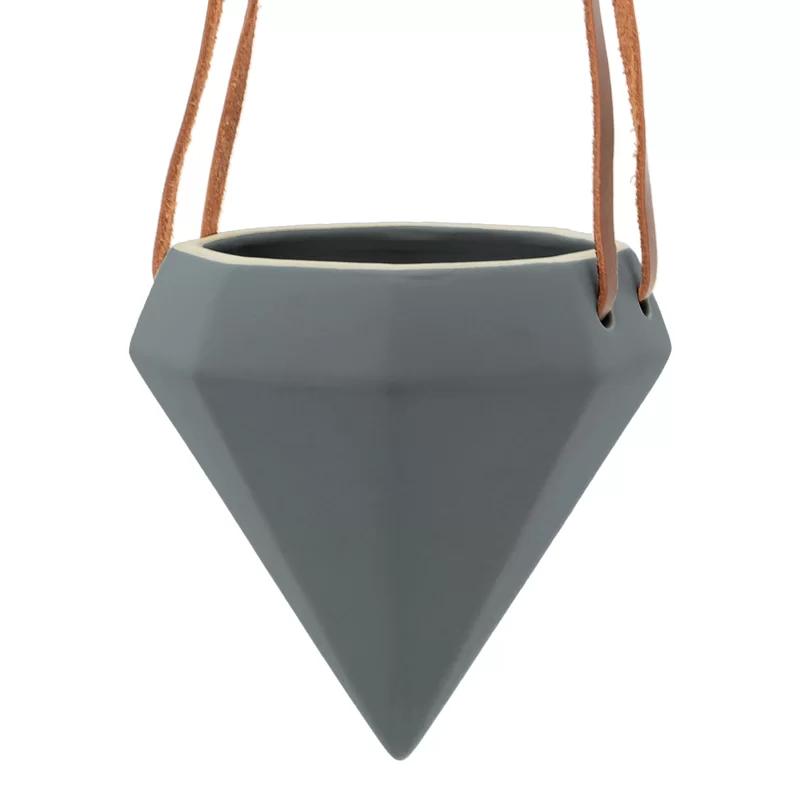Guilford Glam Modern Dark Grey Ceramic Cone Hanging Planter