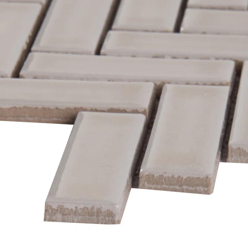 Herringbone 1" x 3" Glossy Ceramic Mosaic Tile
