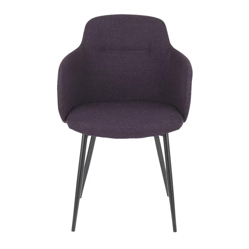 Boyne Purple Upholstered Arm Chair with Black Metal Legs