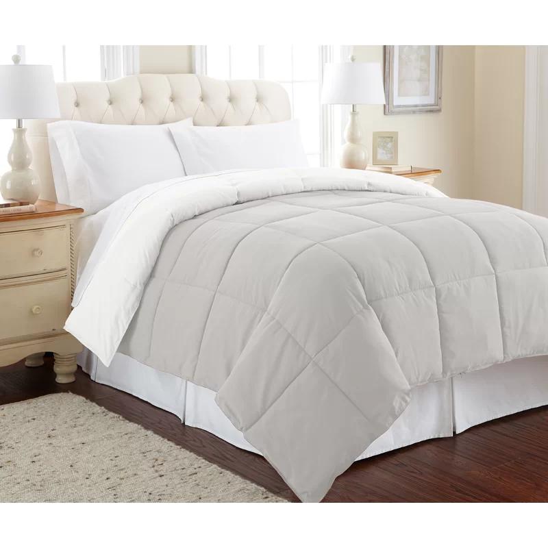 Twin White and Gray Reversible Microfiber Duvet