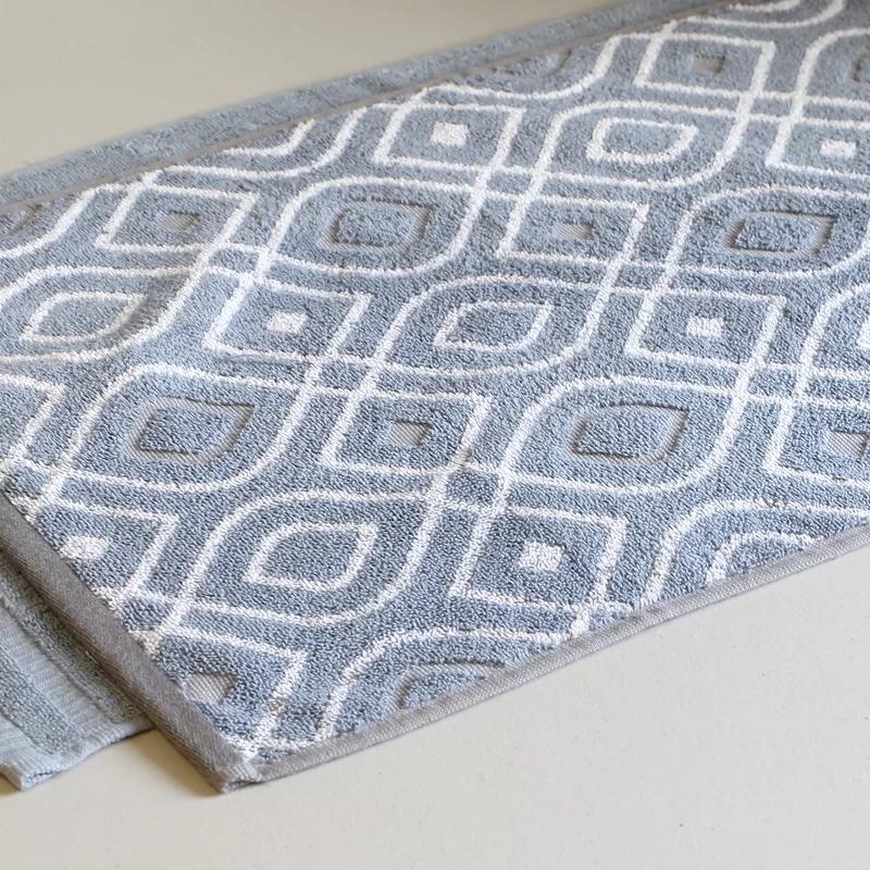 Blue Geometric Egyptian Cotton 6-Piece Towel Set