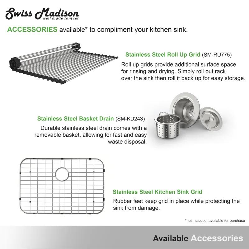 Tourner 26 x 18 Stainless Steel, Single Basin, Undermount Kitchen Sink