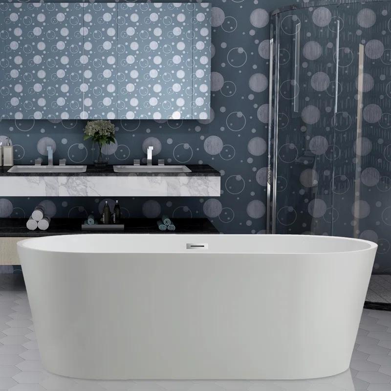 Iris 59" x 30" Freestanding Soaking Acrylic Bathtub