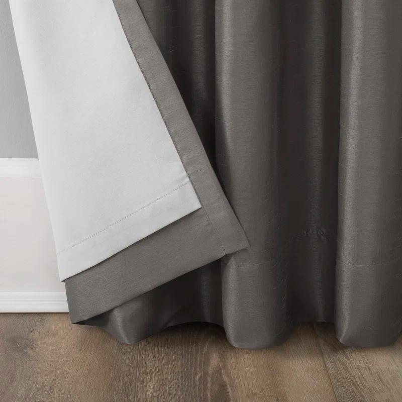 Faux Dupioni Silk Thermal Extreme 100% Blackout Back Tab Curtain Panel