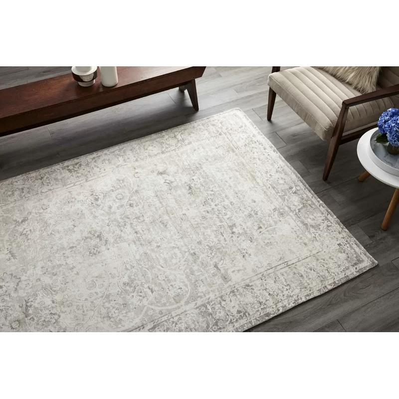 Alabaster Elegance 8' x 10' Hand-Knotted Viscose Area Rug