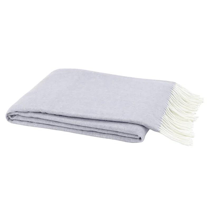 Purple Italian Herringbone Wool Throw Blanket