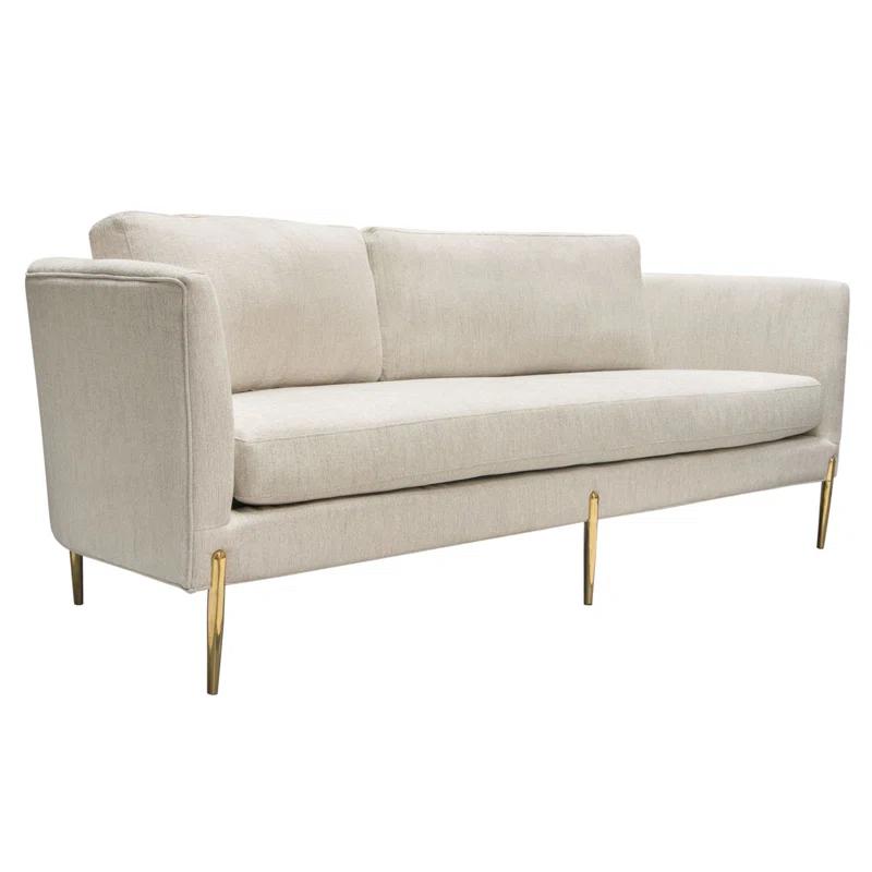 Lane 91'' Light Cream Fabric Sectional with Gold Metal Legs