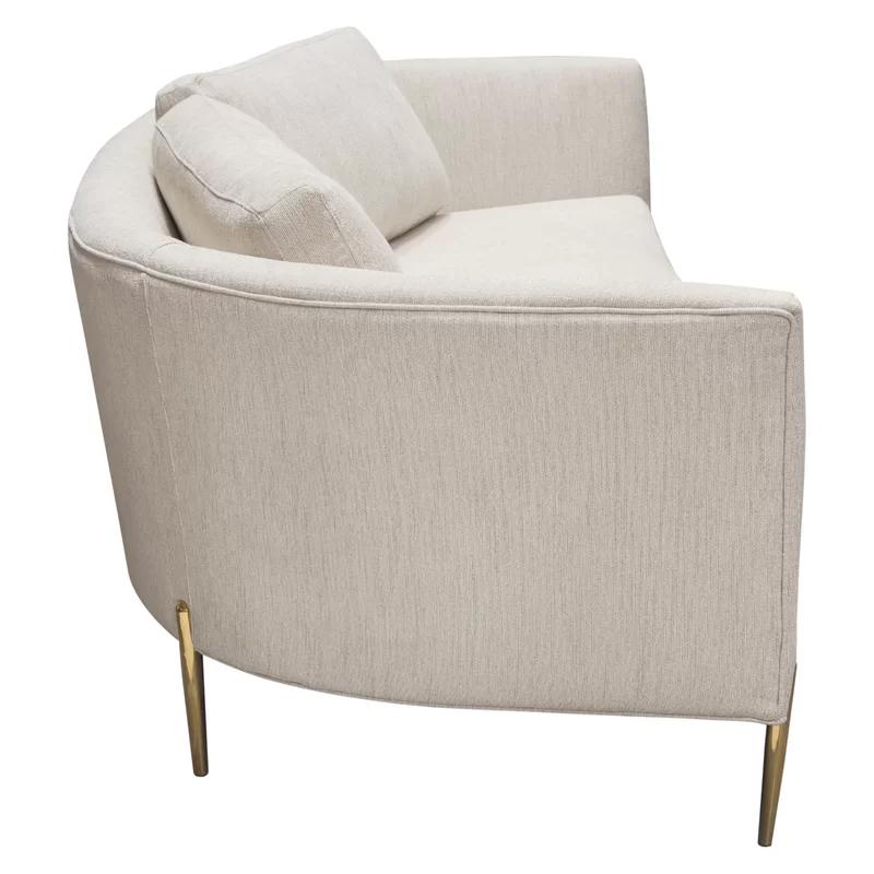 Lane 91'' Light Cream Fabric Sectional with Gold Metal Legs