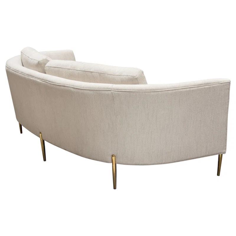 Lane 91'' Light Cream Fabric Sectional with Gold Metal Legs