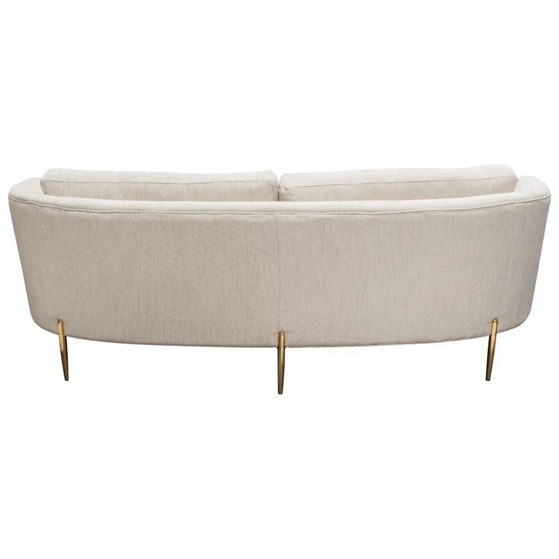 Lane 91'' Light Cream Fabric Sectional with Gold Metal Legs