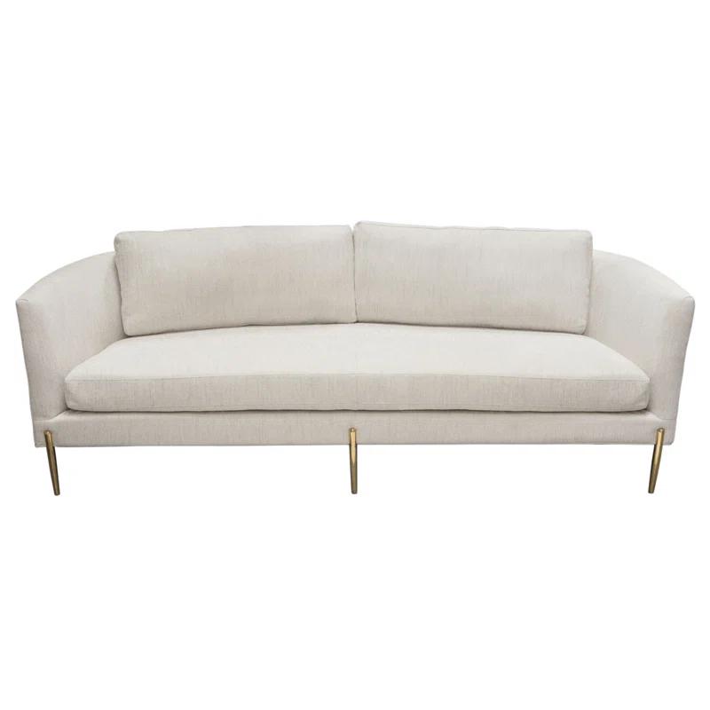 Lane 91'' Light Cream Fabric Sectional with Gold Metal Legs