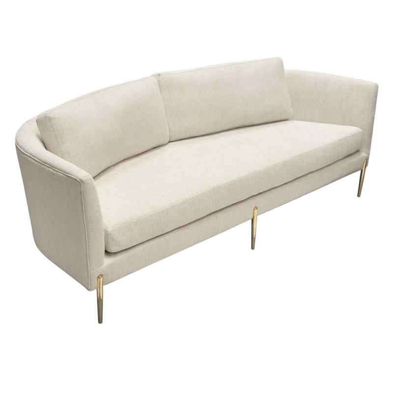 Lane 91'' Light Cream Fabric Sectional with Gold Metal Legs