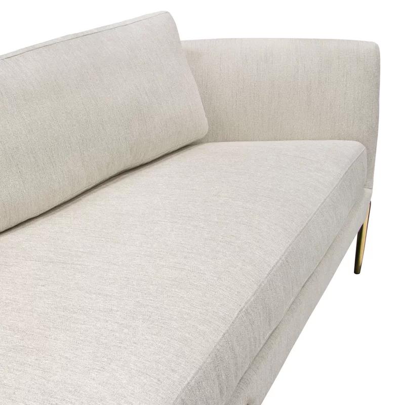 Lane 91'' Light Cream Fabric Sectional with Gold Metal Legs