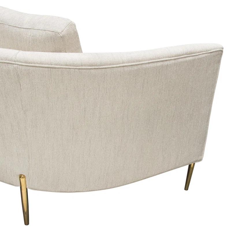 Lane 91'' Light Cream Fabric Sectional with Gold Metal Legs