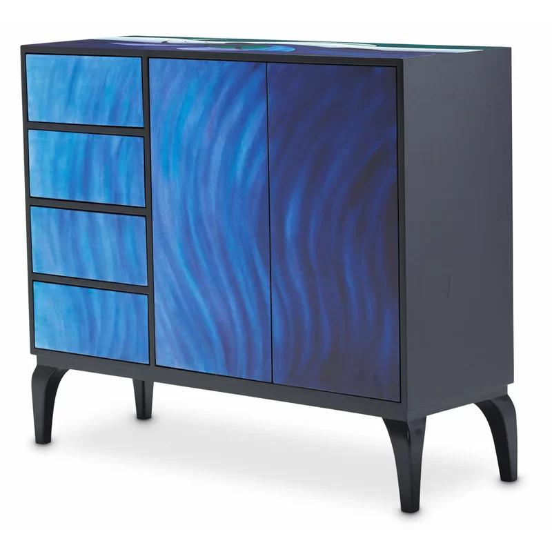 Illusions Deep Blue 48'' Modern Sideboard with 4 Drawers