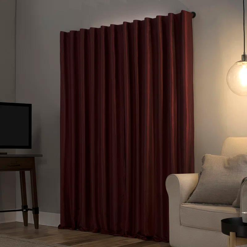Faux Dupioni Silk Thermal Extreme 100% Blackout Back Tab Curtain Panel