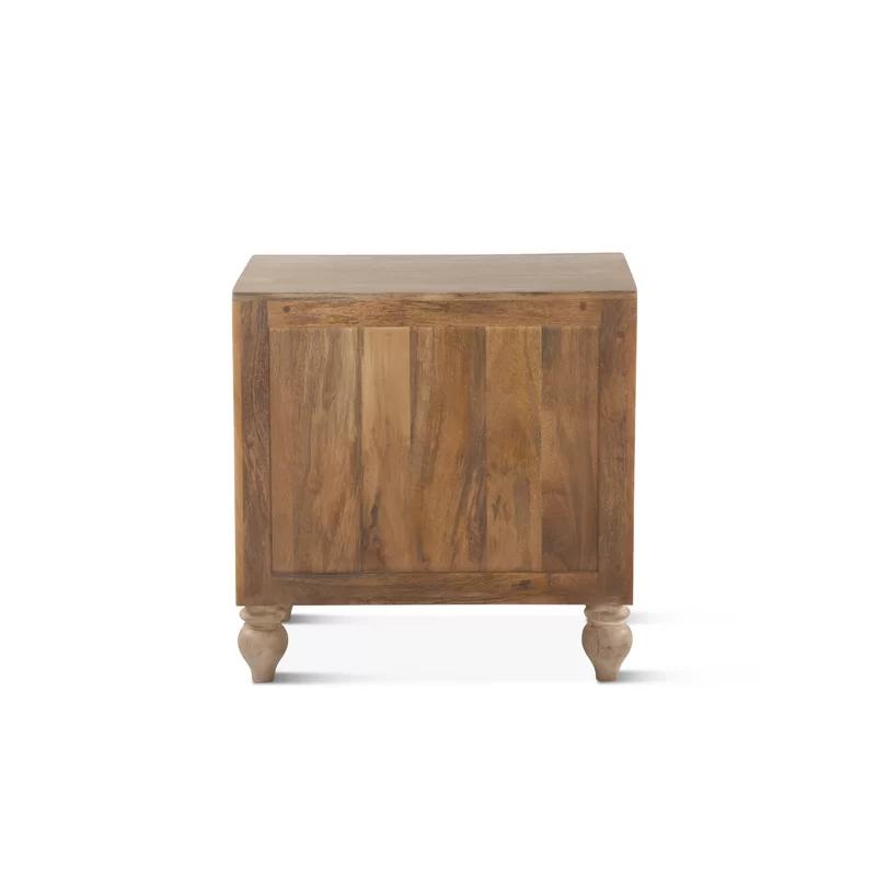 Natural Whitewash Mango Wood 2-Drawer Nightstand