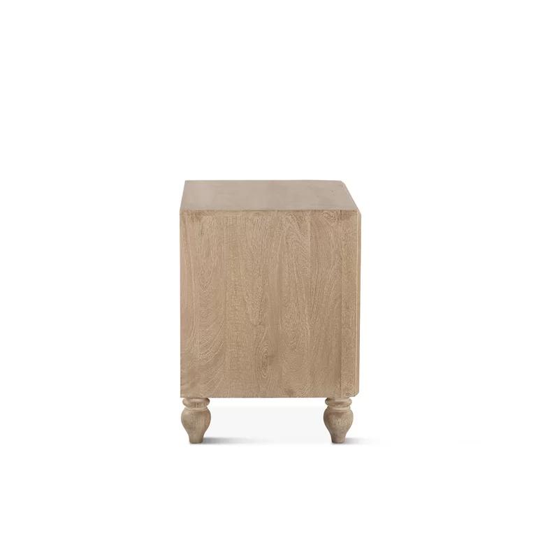 Natural Whitewash Mango Wood 2-Drawer Nightstand