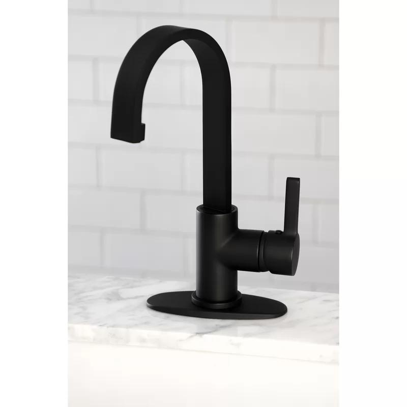 Matte Black Single-Handle Bar Faucet with High Spout