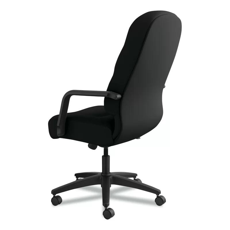 Luxury High-Back Swivel Executive Chair in Black Leather