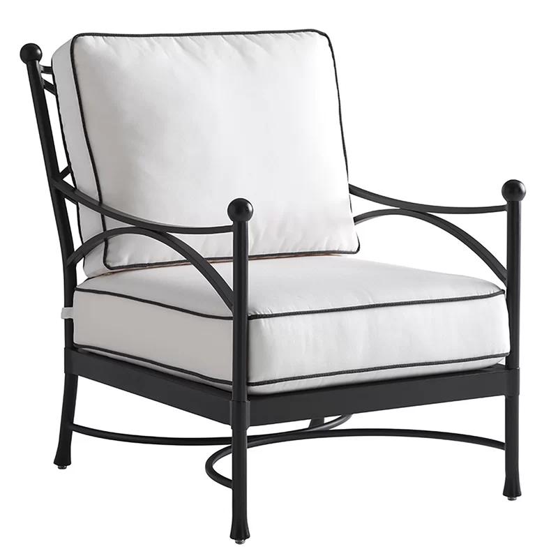 Transitional Graphite Aluminum Arm Chair with White Cushions