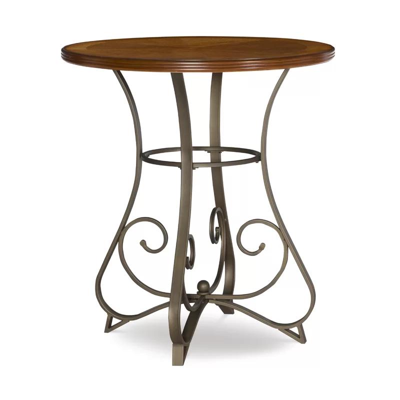 Hamilton 36" Round Cherry & Pewter Metal Pub Table