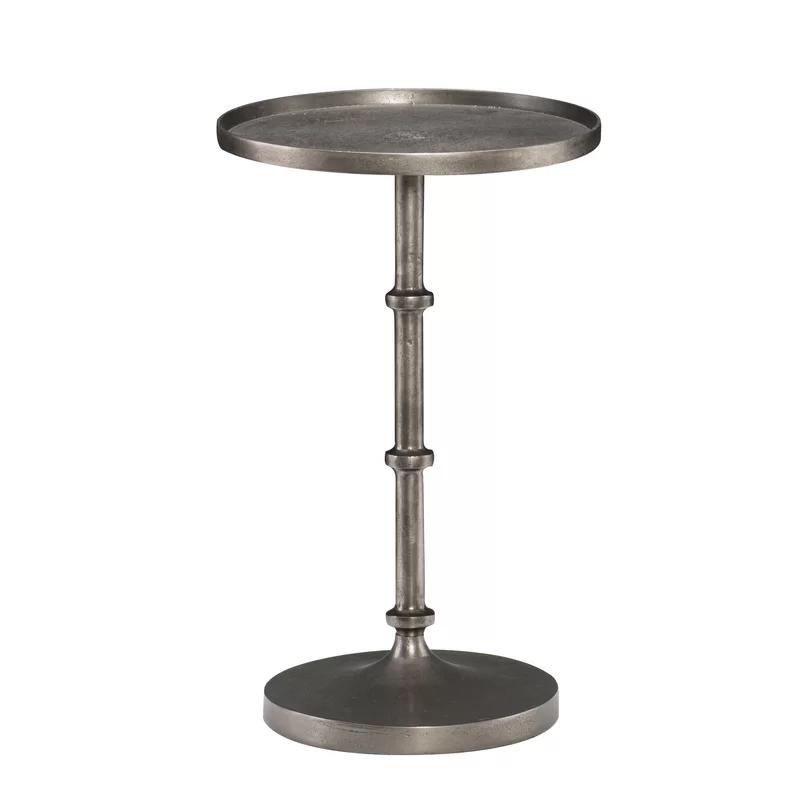 Graphite Black Round Metal End Table