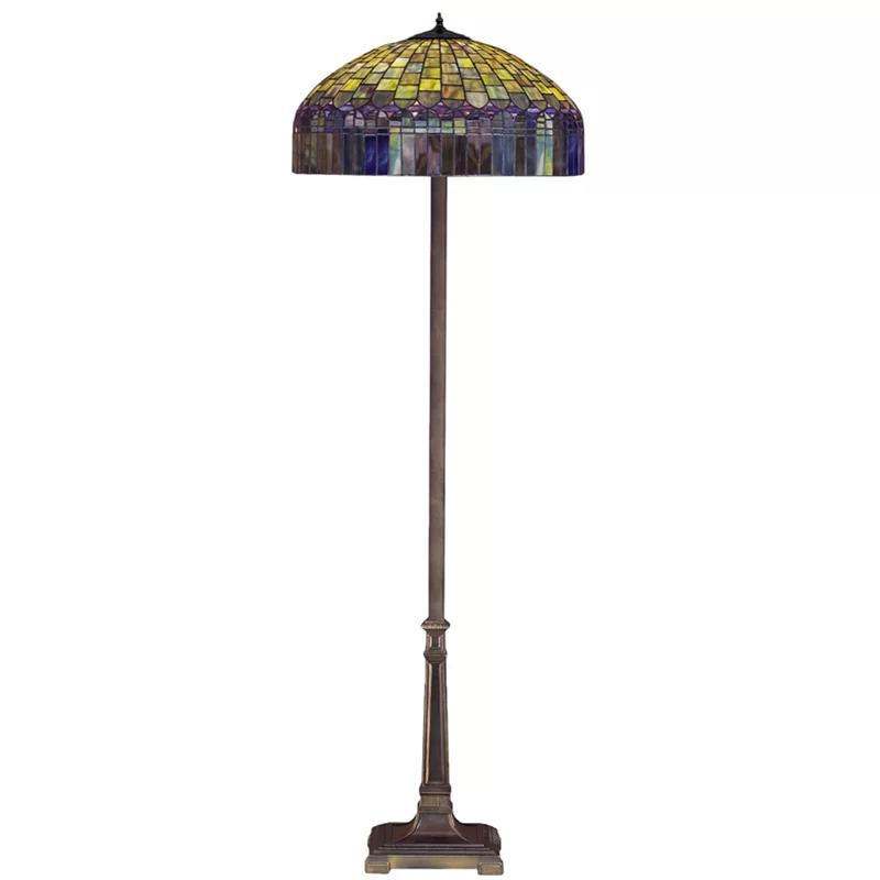 Tiffany Style Bronze Stained Glass Floor Lamp