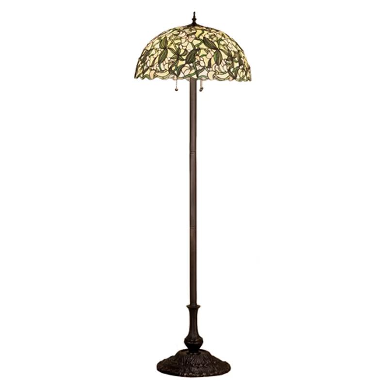 Tiffany Style Bronze Stained Glass Floor Lamp