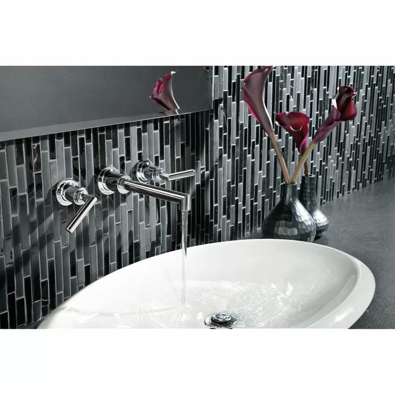 Modern Black and Chrome Wall-Mounted Bathroom Faucet