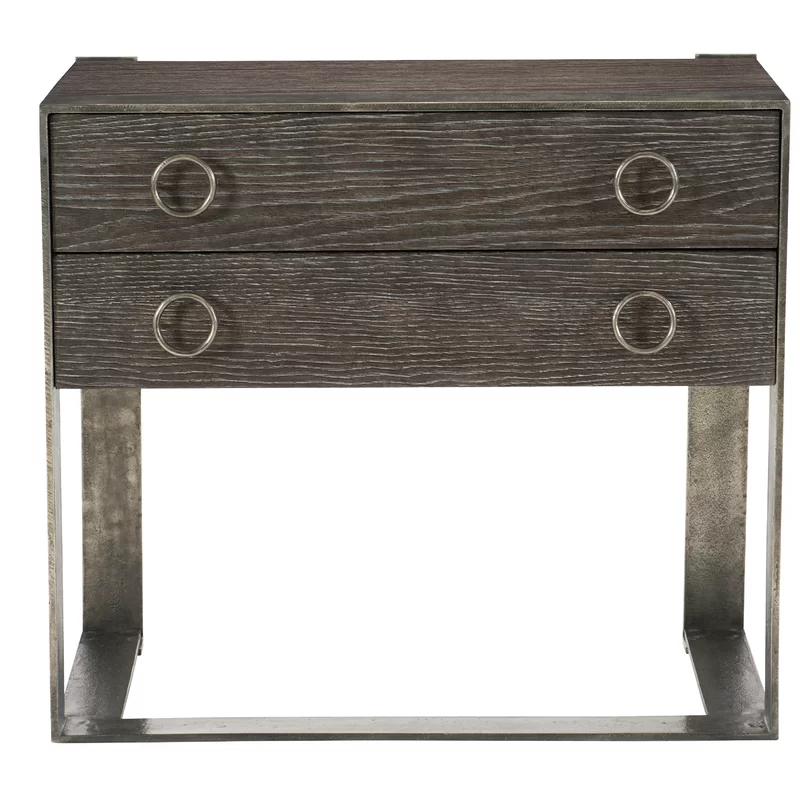 Dixon Transitional 2-Drawer Nightstand in Weathered Charcoal Gray
