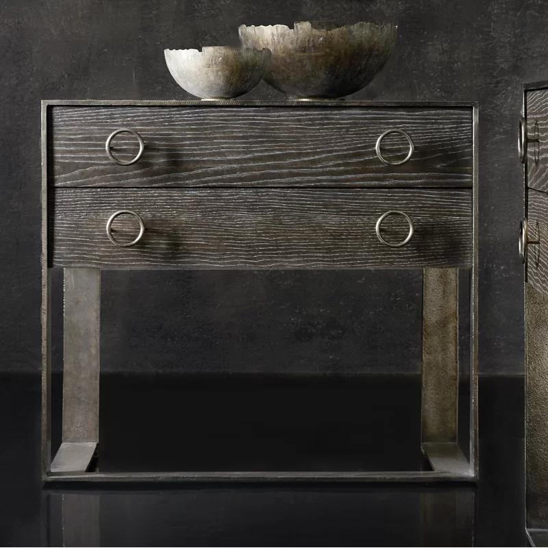 Dixon Transitional 2-Drawer Nightstand in Weathered Charcoal Gray