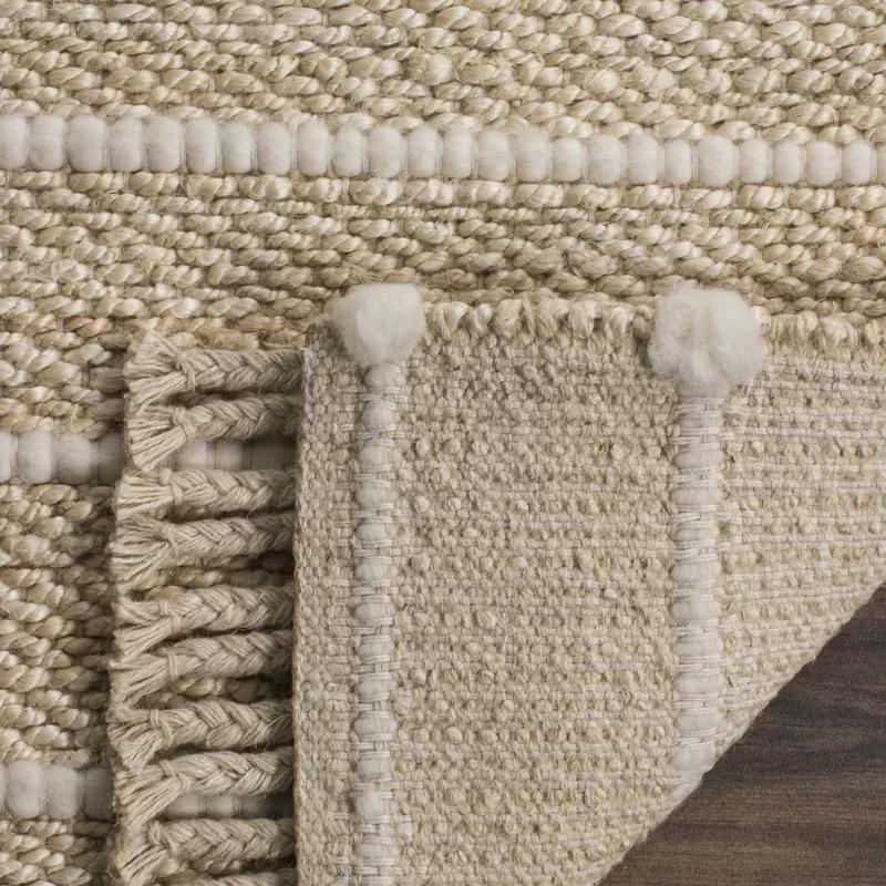Handmade Ivory Wool Flat Woven Area Rug, 4' x 6'