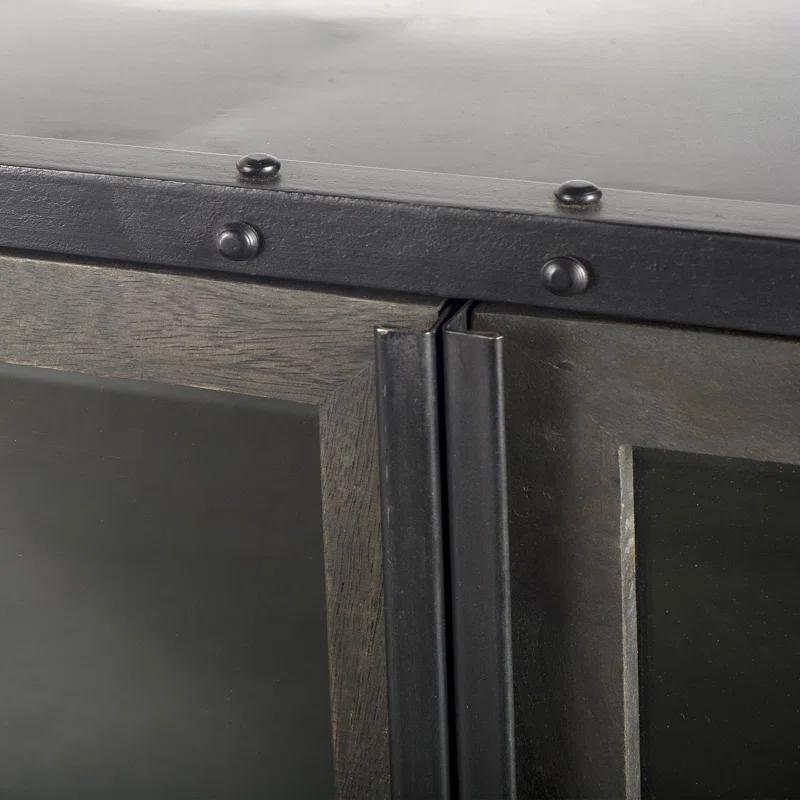 Fuanai Antique-Style Metal and Wood 4-Door Sideboard