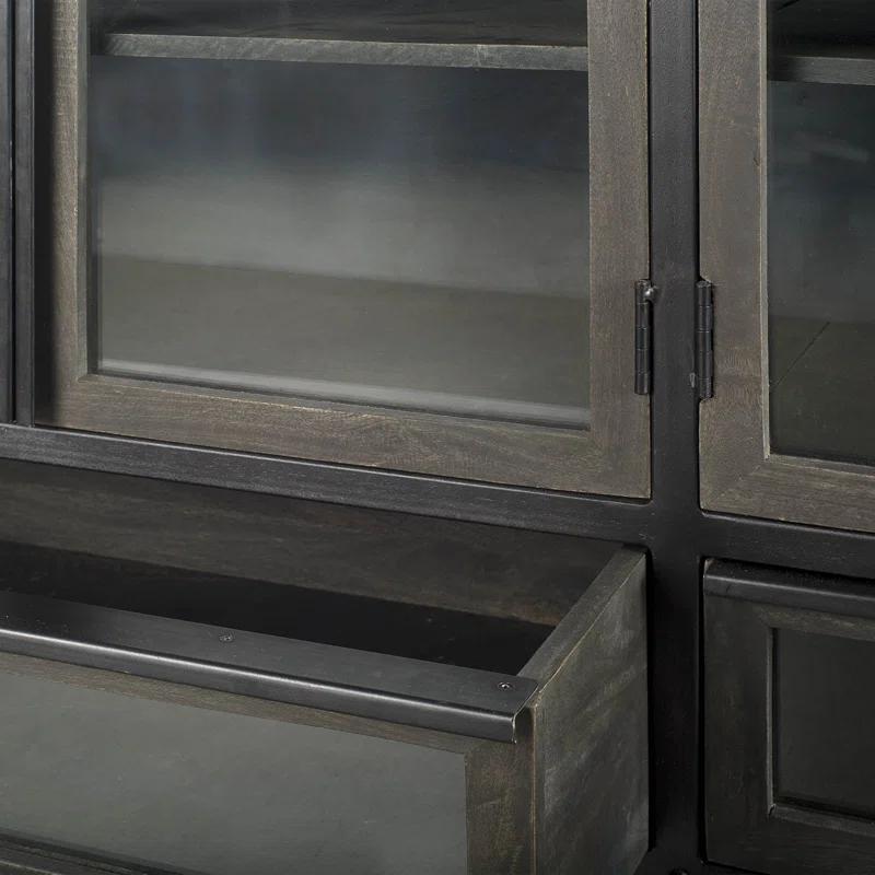 Fuanai Antique-Style Metal and Wood 4-Door Sideboard