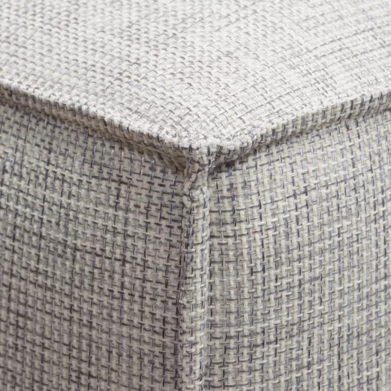 Vice Square Barley Fabric Tufted Ottoman with Pipe Stitching