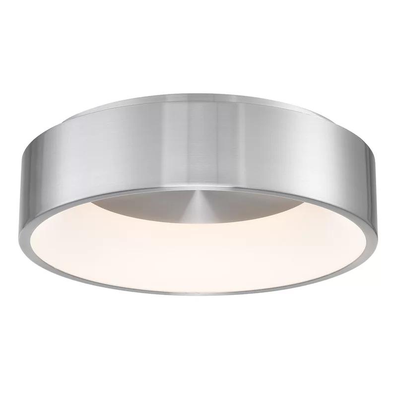 Modern Brushed Aluminum 28" LED Drum Flush Mount