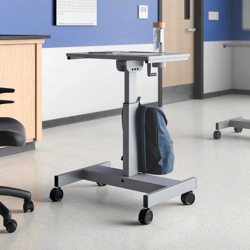 ErgoFlex Gray Steel Adjustable Height Mobile Sit/Stand Desk